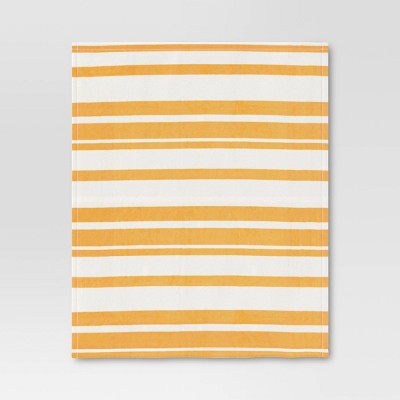Printed Plush Striped Throw Blanket Yellow - Room Essentials