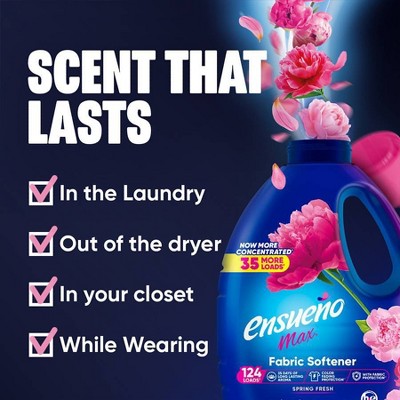 Ensueno Spring Fresh Liquid Fabric Softener - 105oz: Plastic Bottle, Contains Naturally Derived Ingredients, Jasmine Scent, 120 Uses