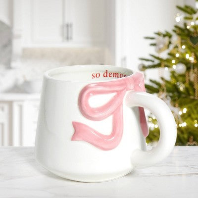 Garven 13.5oz Debossed Bow Mug Pink