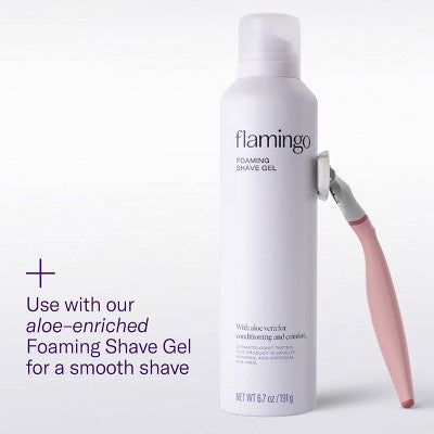 Flamingo 5-Blade Women's Razor - 1 Razor Handle + 2 Razor Blade Refills - Rose
