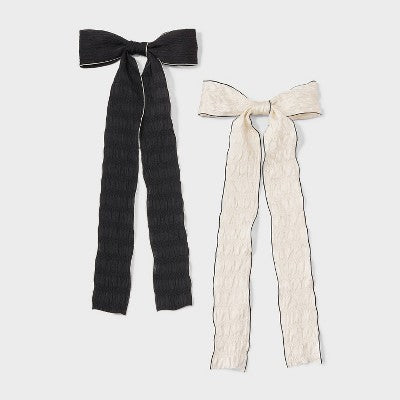Bow Pelican Hair Clip Set 2pc - Wild Fable Black/White