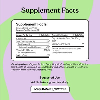 Lemme Matcha Energy B12 Vegan Gummies - 60ct