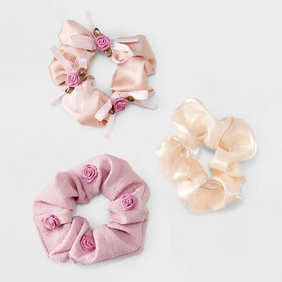 Shimmer Organza and Rose Hair Twister Set 3pc - Wild Fable Pink