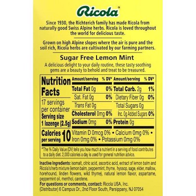Ricola - Sugar Free Lemon Mint - On The Go Box - 17ct