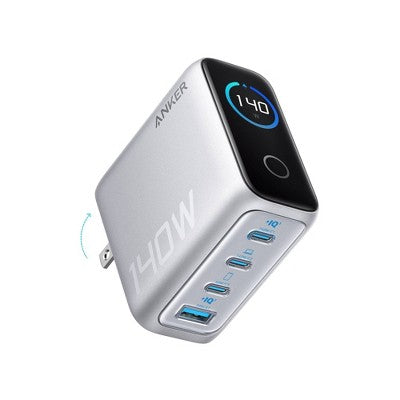 Anker Charger 140W 4 Port with Digital Display: USB, USB-C, Lightweight, Quick Charge