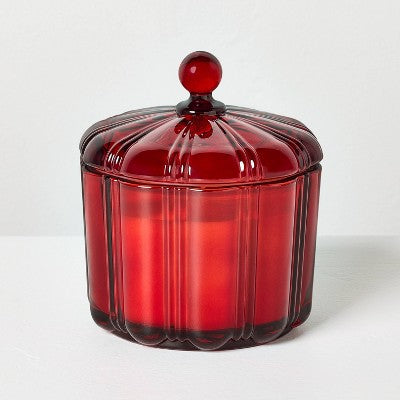 2 Wick Medium Glass with Lid Balsam and Berry Jar Candle Red 12oz - Hearth & Hand with Magnolia