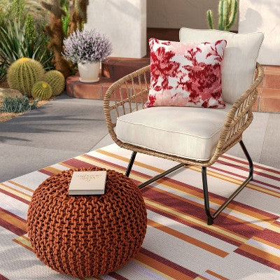 16"x22" Rope Knit Pouf Orange - Threshold