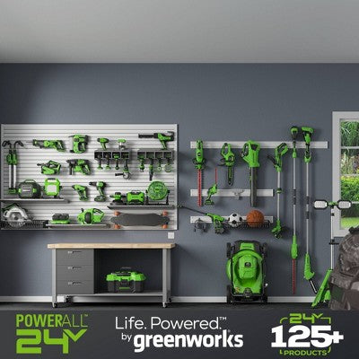 Greenworks POWERALL 6" 24V Cordless Brushless Pruner Saw Kit, 2.0Ah Battery, Charger with BONUS Carry Case and Oil Applicator
