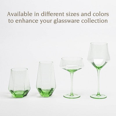 over&back 11 fl oz Facet Coupe Glass Bright Green Aqua