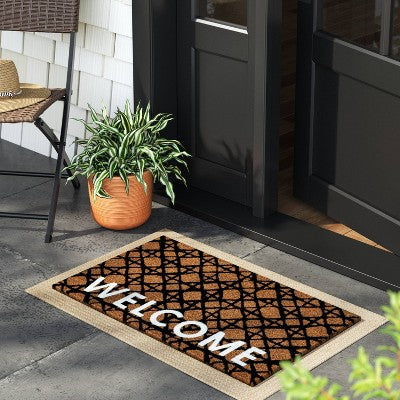 1'6"x2'6" Rectangle Outdoor Caning Flocked Outdoor Doormat Black - Threshold (LOCAL PICKUP ONLY)