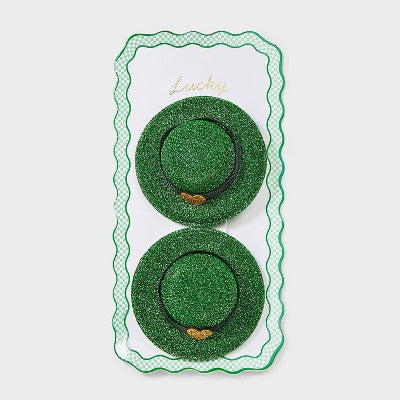 St Patrick's Day Hat Pelican Clips 2pc Set - Green