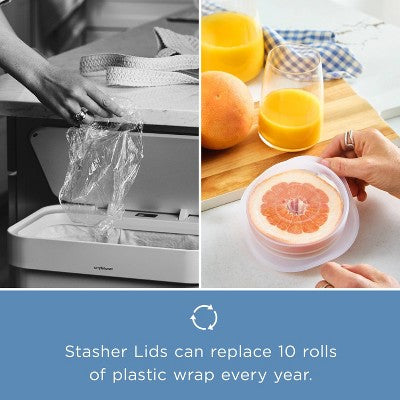 stasher Premium Silicone Reusable Food Storage Lids Starter Kit - Clear - 4pk