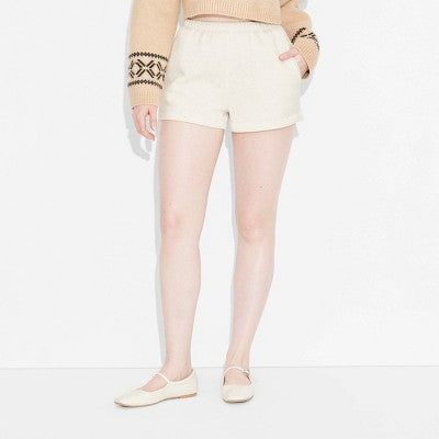Women's Mid-Rise Fleece Pull-On Shorts Wild Fable Heather Gray XL
