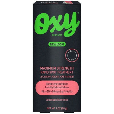 Oxy Rapid Maximum Strength 10% Benzoyl Peroxide Acne Spot Treatment Cream For Face & Body - 1oz