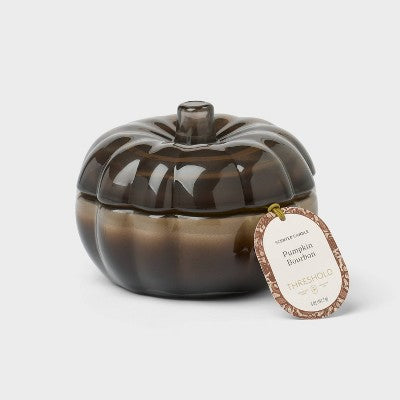 2 Wick Small Glass Fall Pumpkin Bourbon Jar Candle - Threshold: Fall