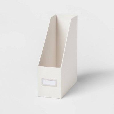 Canvas Magazine File Holder and Organizer Cream - Brightroom: Desk Organizer, Magazine Storage, File Folders Bin