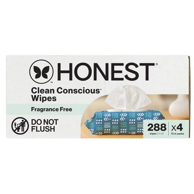 The Honest Company Clean Concious Sensitive Skin Baby Wipes - Balance Blues - 288ct: No Fragrance Added, Pull-Out Dispenser