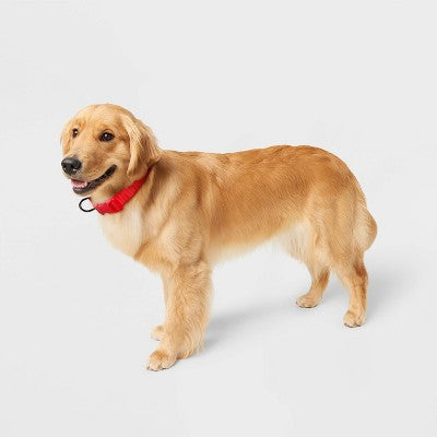 Basic Adjustable Dog Collar with Matching Buckle - L - Red - Boots & Barkley