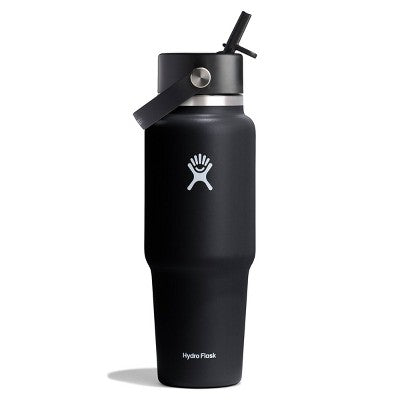 Hydro Flask 32oz Wide Mouth Flex Straw Travel Bottle - Black: Vacuum-Insulated, BPA-Free