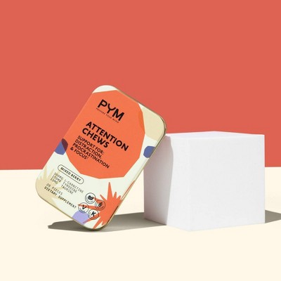 PYM Attention Vegan Chews - Focus Gummy Supplement - Mixed Berry - 20ct