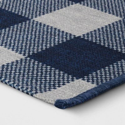 2'x3' Machine Washable Oversized Gingham Handwoven Scatter Accent Rug Gray/Blue - Room Essentials (LOCAL PICKUP ONLY)