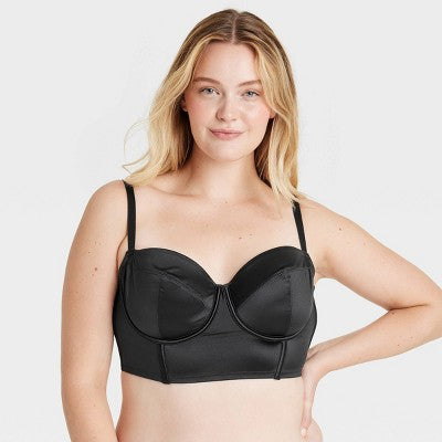 Women's Satin Lightly Lined Lingerie Corset - Auden Black L