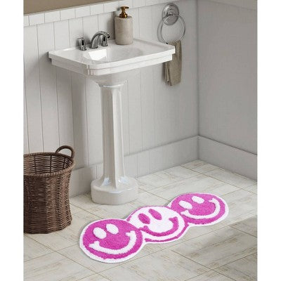 13"x30" Smile Non Skid Bath Rug Pink - NatureStep