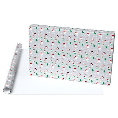 Christmas Icons Roll Wrap: American Greetings Multicolored Santa Pattern Gift Wrap, 30" Width, 20 Sq Ft Coverage (LOCAL PICKUP ONLY)