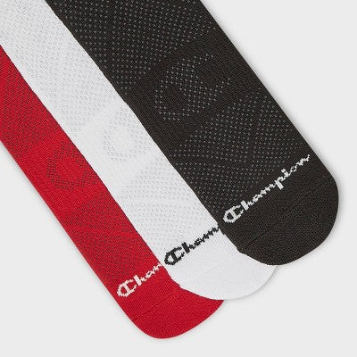 Champion All Sport Performance Crew Socks 3pk - Black/White/Red L