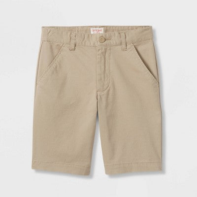 Boys' Flat Front Uniform Chino Shorts - Cat & Jack Dark Khaki 14