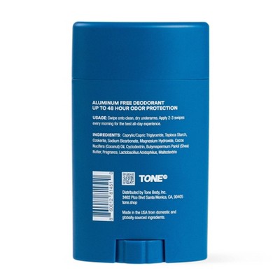TONE Aluminum-Free Deodorant - Fresh - 75g: Solid, Paraben-Free, Dry Skin, Travel Size