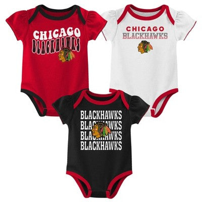 NHL Chicago Blackhawks Infant Girls' 3pk Bodysuits - 3-6M