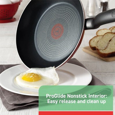 T-Fal 12pc Simply Cook Nonstick Cookware Set Red: Aluminum, Ergonomic Handles, Tempered Glass Lids, Oven-Safe to 350F (LOCAL PICKUP ONLY)