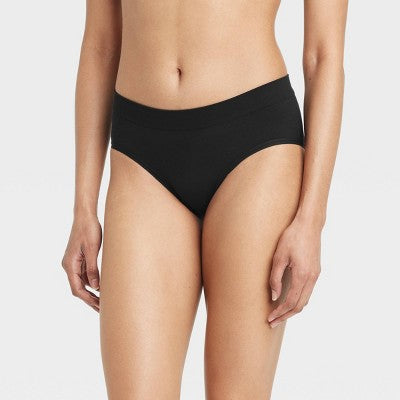 Women's Absorbent Seamless Hipster Period Underwear - Auden Black L: Midweight Knit, 4-Way Stretch, Pull-On