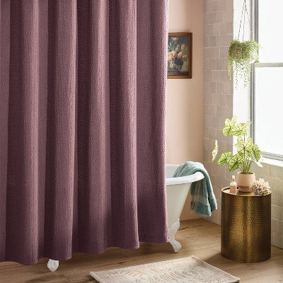 Waffle Weave Shower Curtain Dark Mauve - Threshold