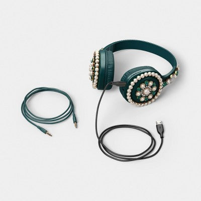 Embellishment Over the Ear Headphones - heyday Jewel Green