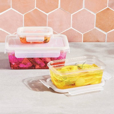 6pc (set of 3) Tritan Plastic Rectangle Food Storage Container Set Clear - Figmint: Stackable, Dishwasher-Safe