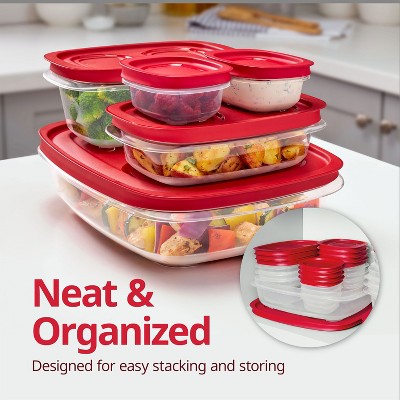 Rubbermaid 2pk Easy Store Value Square Food Storage Containers Red
