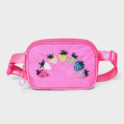 Girls' Fanny Pack with Embroidered Strawberries - Cat & Jack Pink