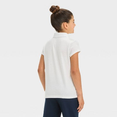 Girls' Short Sleeve Jersey Uniform Polo Shirt Cat & Jack White M