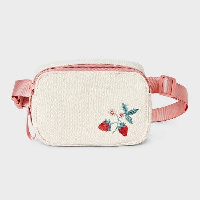 Girls' Strawberry Embroidered Belt Crossbody Bag - Cat & Jack Off-White