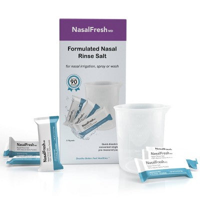 NasalFresh MD Saline Packets, Quick Dissolving, Single Use Count Refill Pack - 3.75g/90ct