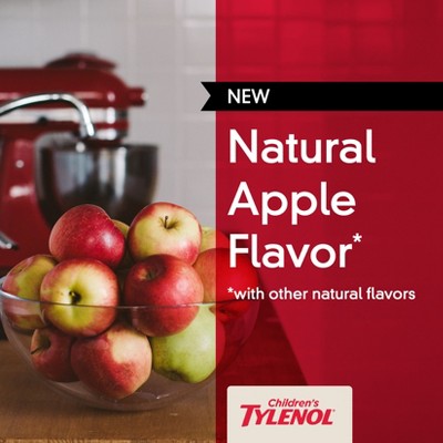 Tylenol Children's Pain + Fever Ages 2 - 11 Years - Apple Flavor Dye-Free Acetaminophen Liquid Suspension- 4 fl oz