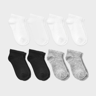 Toddler 8pk Low Cut Socks - Dealworthy 2T-3T White/Gray/Black: Knit Lightweight Banded Cuff