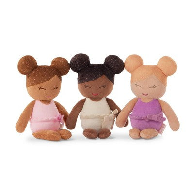 LullaBaby Bathtime Set with 3 Plush Bath Dolls in Pink Basket