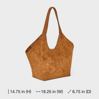 Slouchy Faux Suede Tote Handbag - Universal Thread Tan