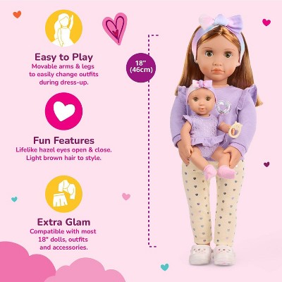 Our Generation Tory & Riley 18" Babysitter Doll & Baby Doll Sister with Accessories Playset: Plastic & Polyester Doll Set