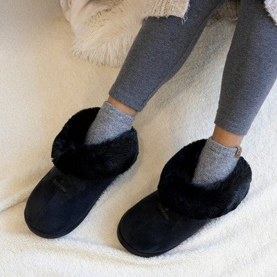 Bearpaw Women's Brushed Terry Anklet Socks Multi Striped 2pk - Egret/ Oatmeal
