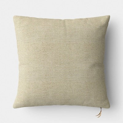 Square Chunky Linen Pillow with Exposed Zipper Green - Threshold