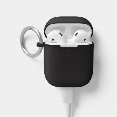 AirPods (1/2 generation) Silicone Case with Clip - heyday Black with Silver